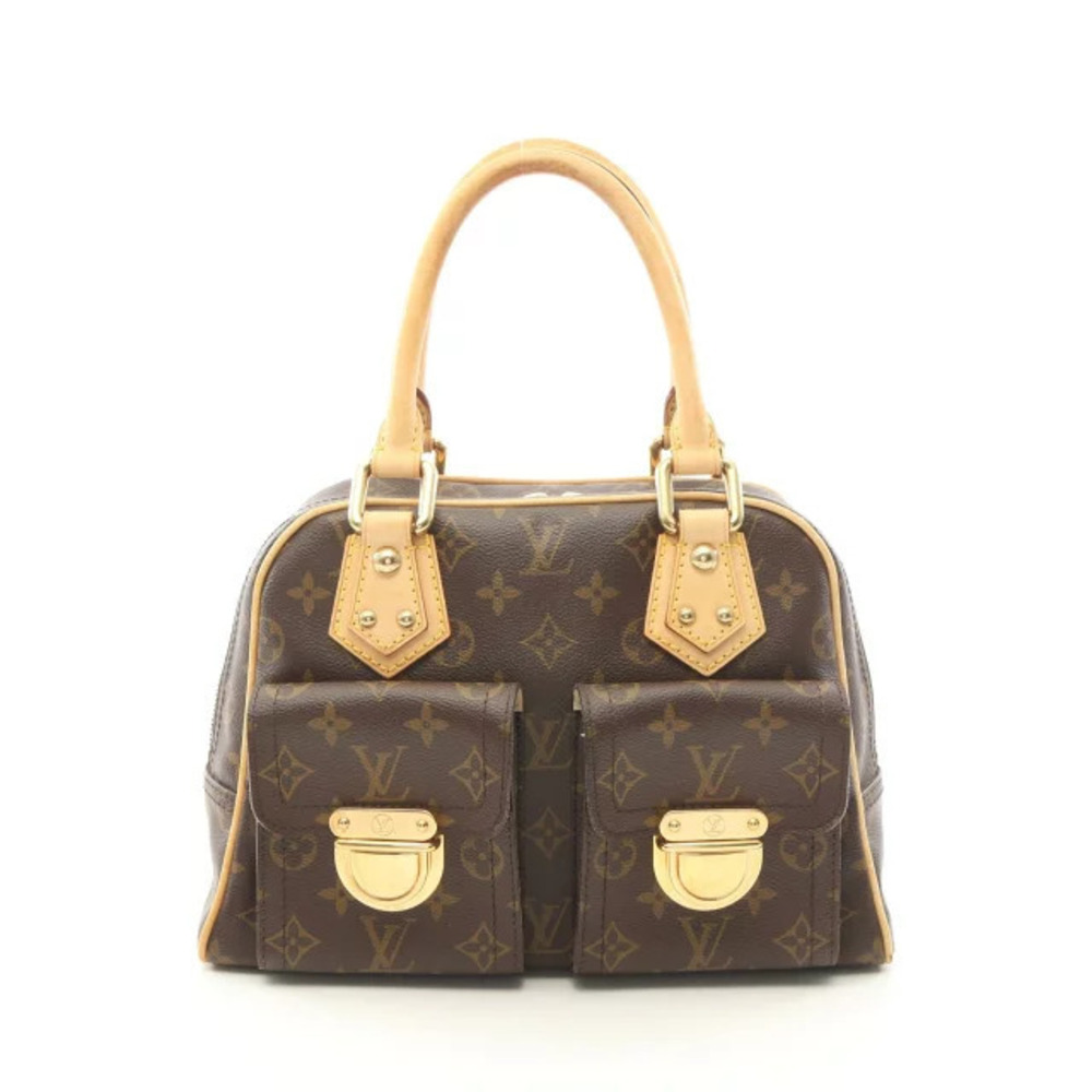 Louis Vuitton Manhattan Monogram Handbag Canvas Leather Brown